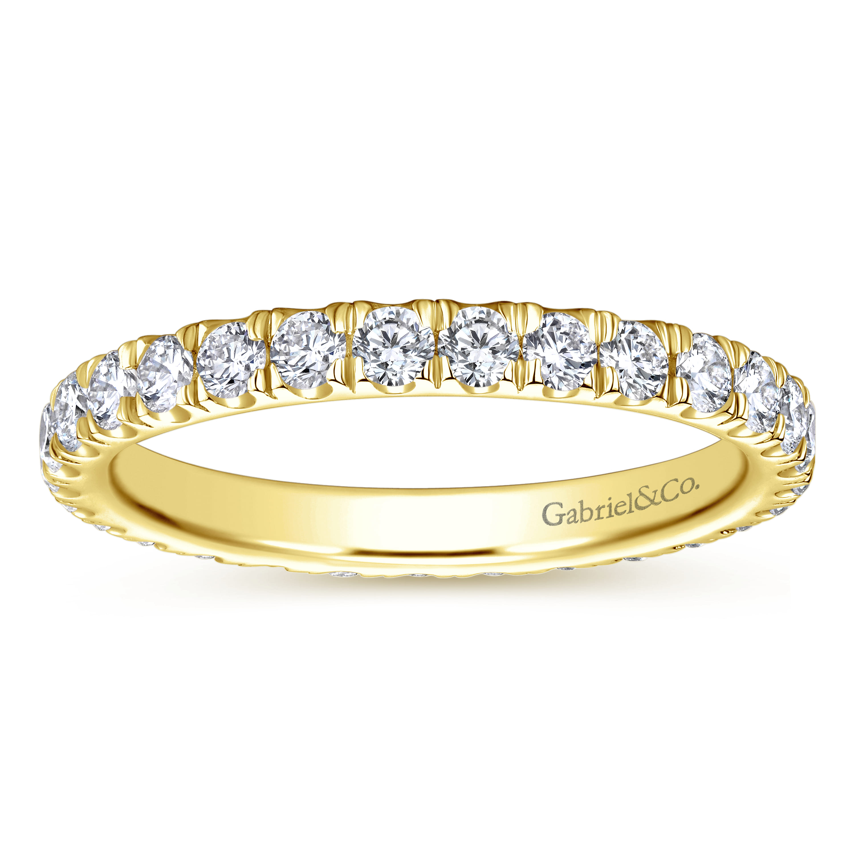 Eternity Band Wedding Ring in 14k Yellow Gold with Round Natural Diamond at Gabriel & Co. - Shot 5