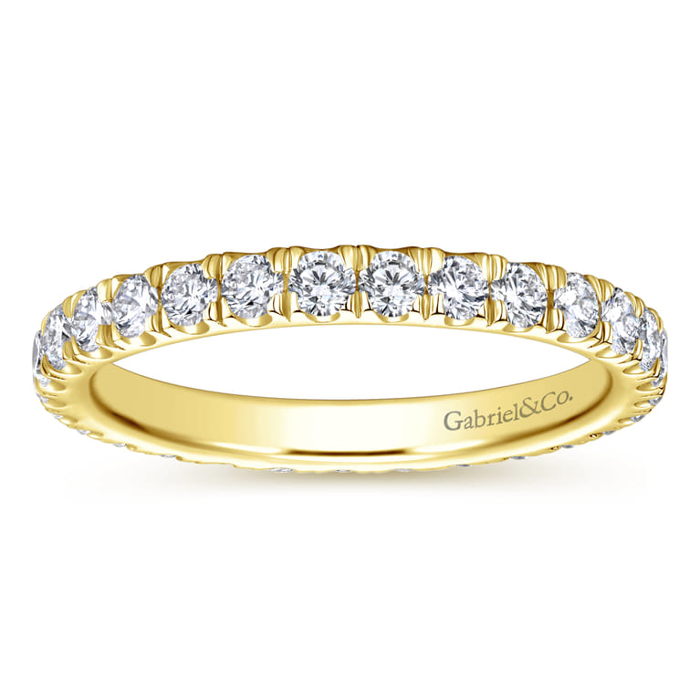 Eternity Band Wedding Ring in 14k Yellow Gold with Round Natural Diamond at Gabriel & Co. - Shot 5