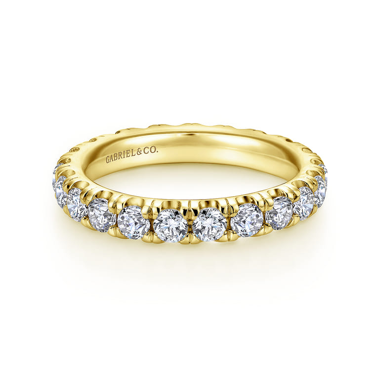 Eternity Band Wedding Ring in 14k Yellow Gold with Round Natural Diamond at Gabriel & Co. - Shot 1