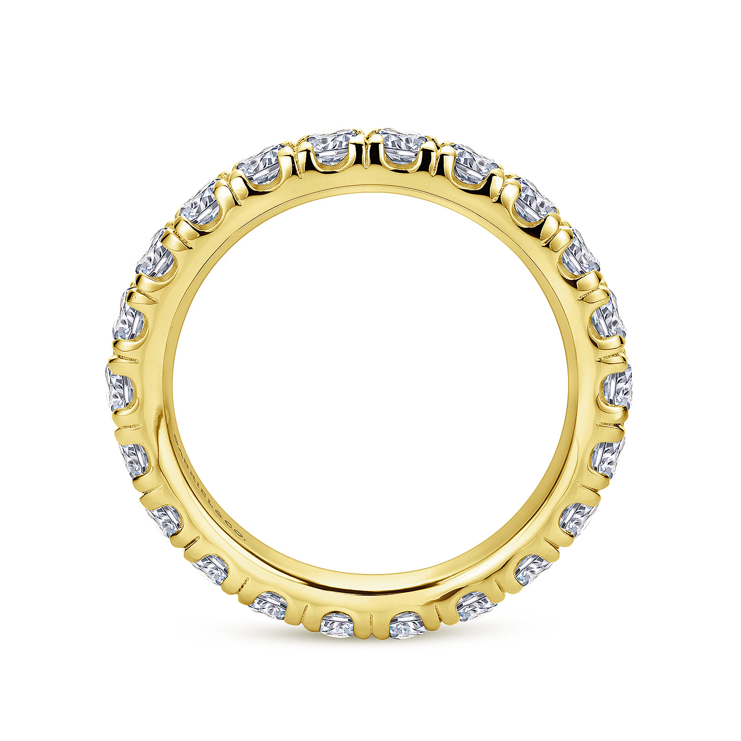 Eternity Band Wedding Ring in 14k Yellow Gold with Round Natural Diamond at Gabriel & Co. - Shot 2