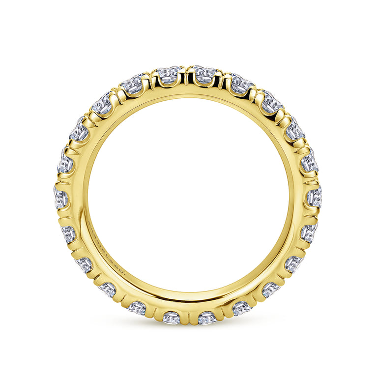 Eternity Band Wedding Ring in 14k Yellow Gold with Round Natural Diamond at Gabriel & Co. - Shot 2