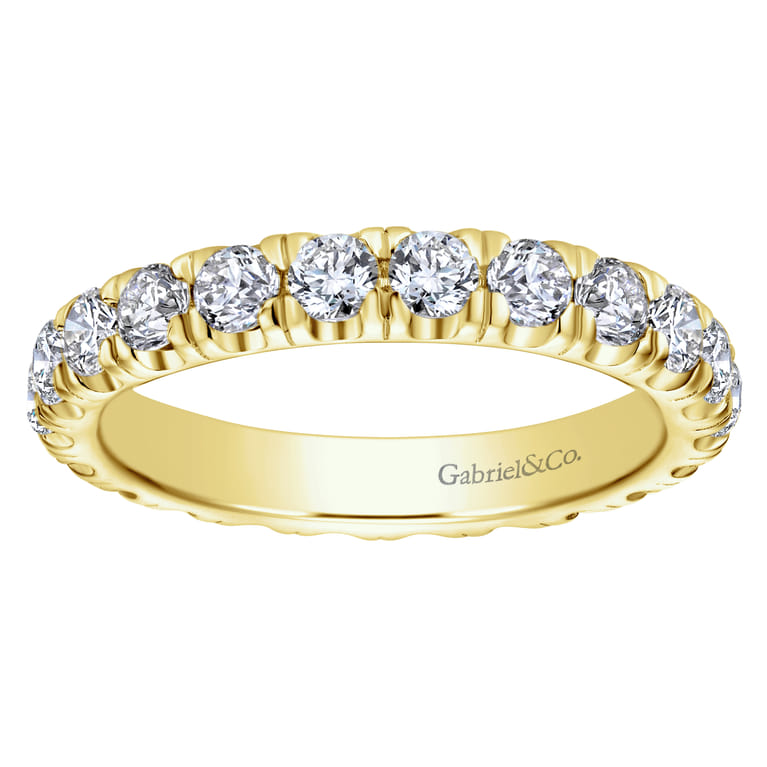 Eternity Band Wedding Ring in 14k Yellow Gold with Round Natural Diamond at Gabriel & Co. - Shot 4