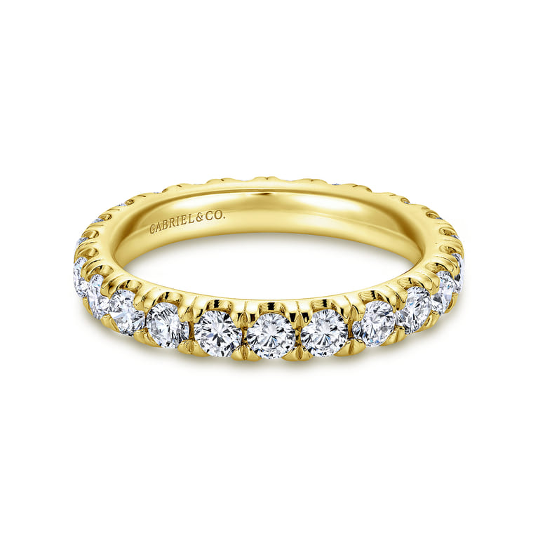 Eternity Band Wedding Ring in 14k Yellow Gold with Round Natural Diamond at Gabriel & Co. - Shot 1