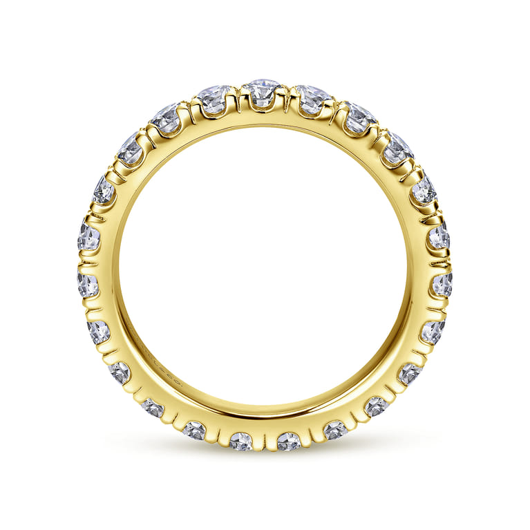Eternity Band Wedding Ring in 14k Yellow Gold with Round Natural Diamond at Gabriel & Co. - Shot 2