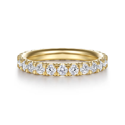 Avignon - 14K Yellow Gold French Pave Set Diamond Eternity Band