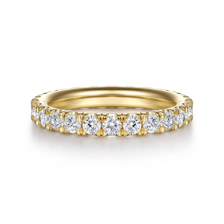 Eternity Band Wedding Ring in 14k Yellow Gold with Round Natural Diamond at Gabriel & Co. - Shot 1