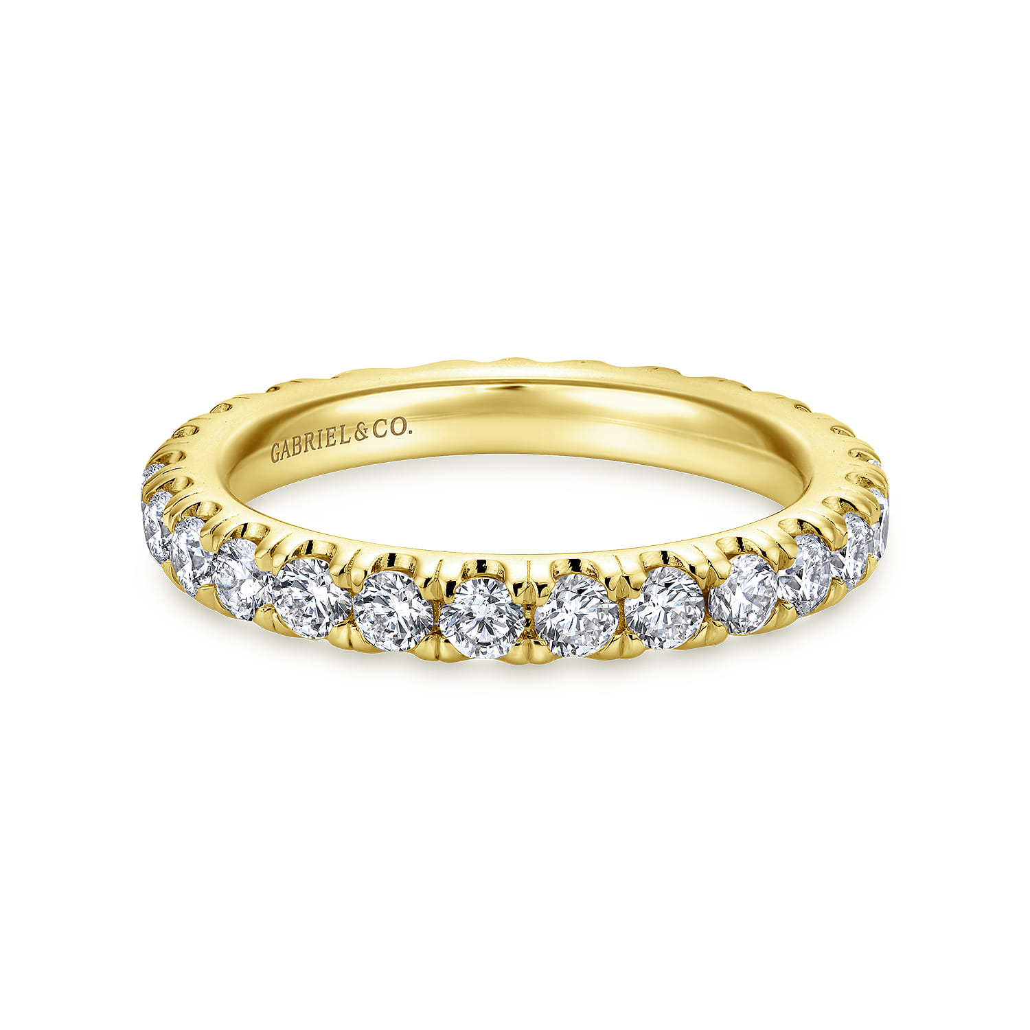 Eternity Band Wedding Ring in 14k Yellow Gold with Round Natural Diamond at Gabriel & Co. - Shot 1
