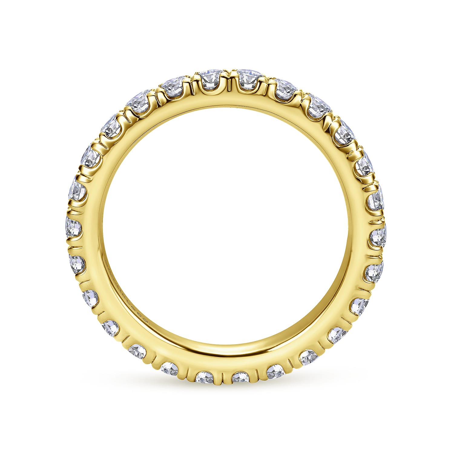 Eternity Band Wedding Ring in 14k Yellow Gold with Round Natural Diamond at Gabriel & Co. - Shot 2