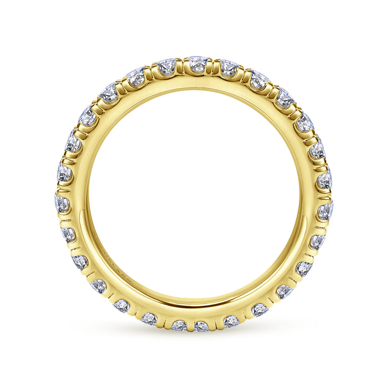 Eternity Band Wedding Ring in 14k Yellow Gold with Round Natural Diamond at Gabriel & Co. - Shot 2