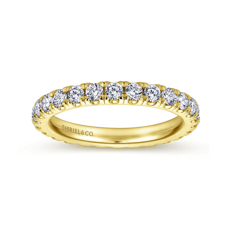 Eternity Band Wedding Ring in 14k Yellow Gold with Round Natural Diamond at Gabriel & Co. - Shot 4