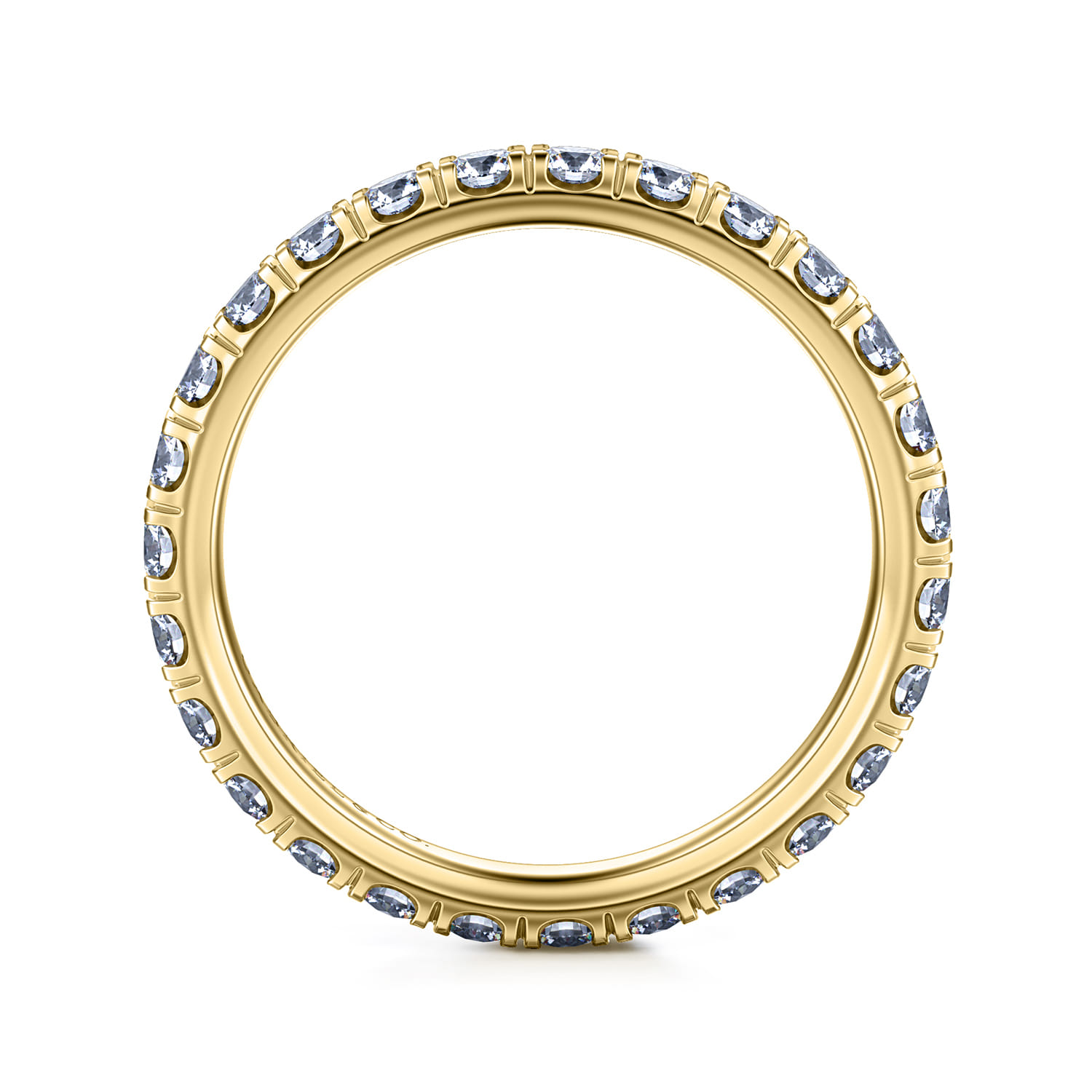 Eternity Band Wedding Ring in 14k Yellow Gold with Round Natural Diamond at Gabriel & Co. - Shot 2