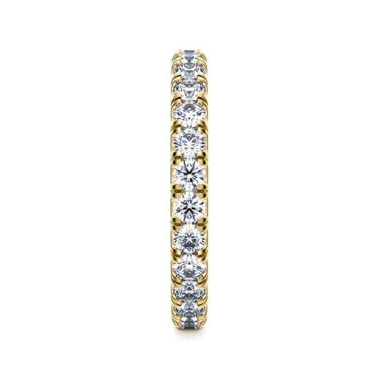 Eternity Band Wedding Ring in 14k Yellow Gold with Round Natural Diamond at Gabriel & Co. - Shot 4