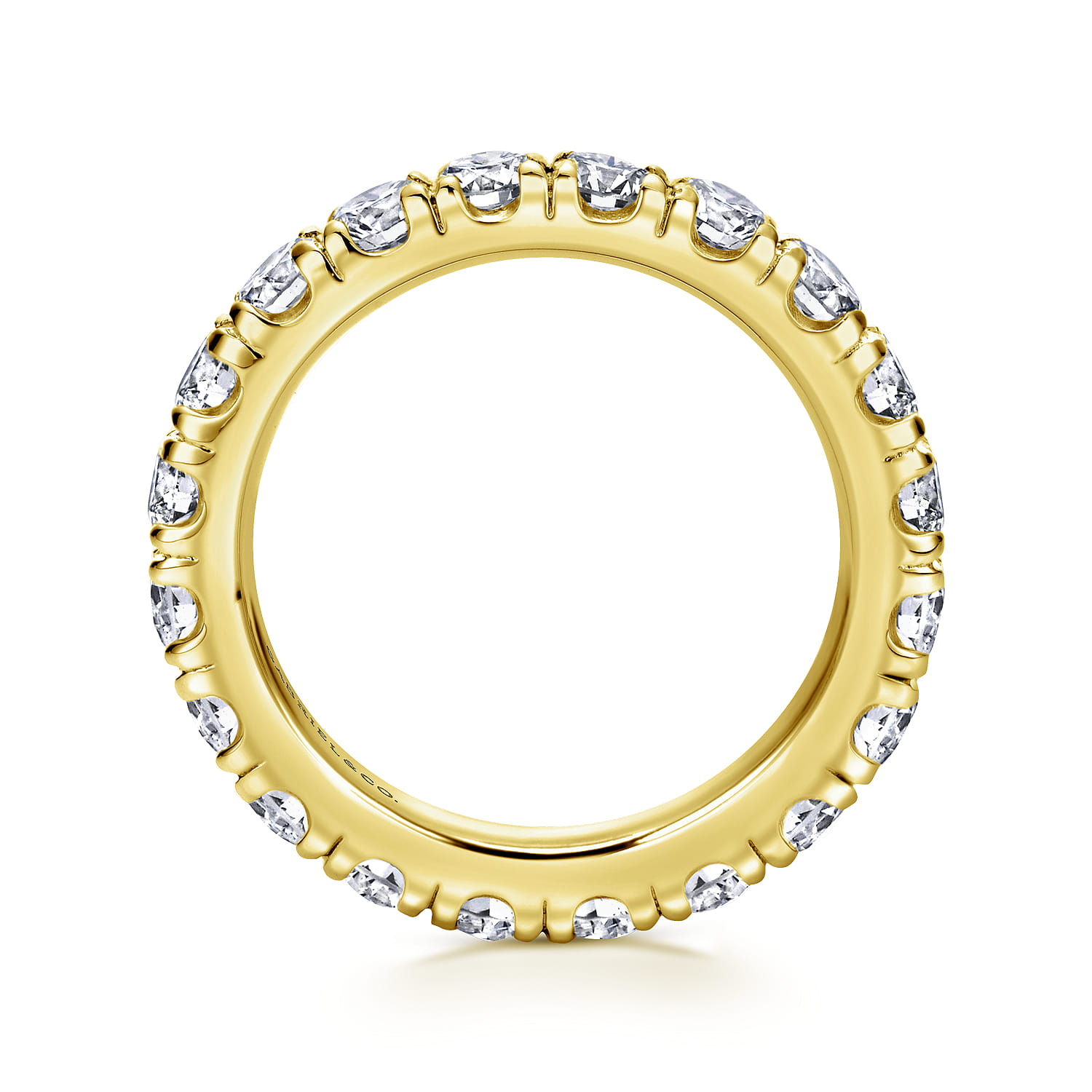 Eternity Band Wedding Ring in 14k Yellow Gold with Round Natural Diamond at Gabriel & Co. - Shot 2