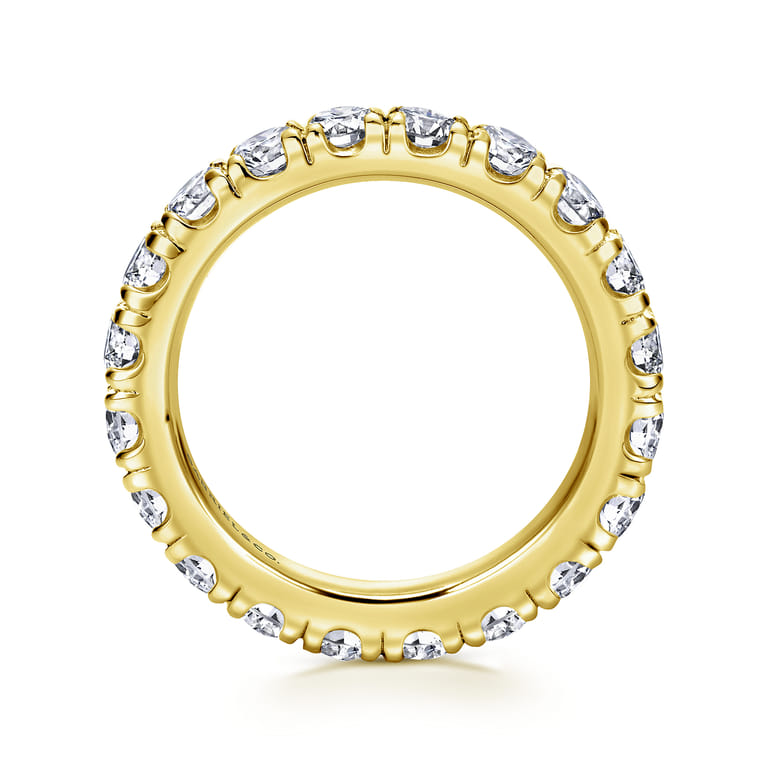 Eternity Band Wedding Ring in 14k Yellow Gold with Round Natural Diamond at Gabriel & Co. - Shot 2