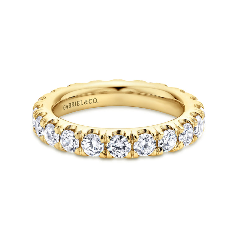 Eternity Band Wedding Ring in 14k Yellow Gold with Round Natural Diamond at Gabriel & Co. - Shot 1