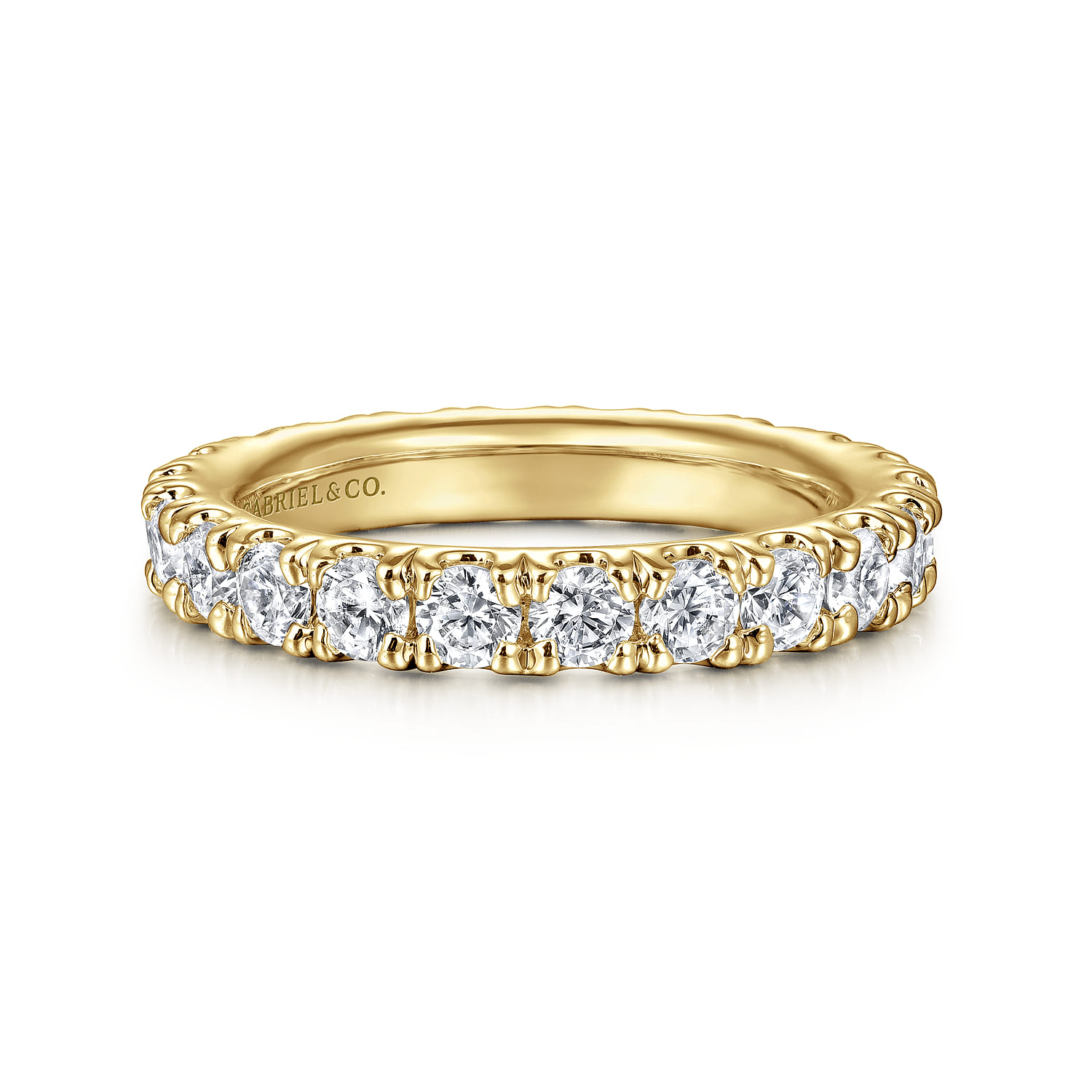 Eternity Band Wedding Ring in 14k Yellow Gold with Round Natural Diamond at Gabriel & Co. - Shot 1
