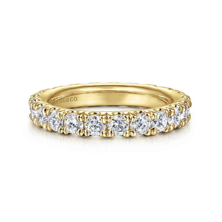 Eternity Band Wedding Ring in 14k Yellow Gold with Round Natural Diamond at Gabriel & Co. - Shot 1