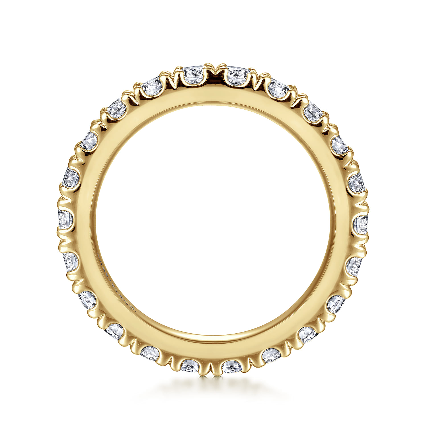 Eternity Band Wedding Ring in 14k Yellow Gold with Round Natural Diamond at Gabriel & Co. - Shot 2