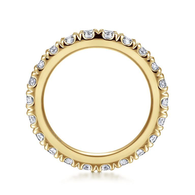 Eternity Band Wedding Ring in 14k Yellow Gold with Round Natural Diamond at Gabriel & Co. - Shot 2