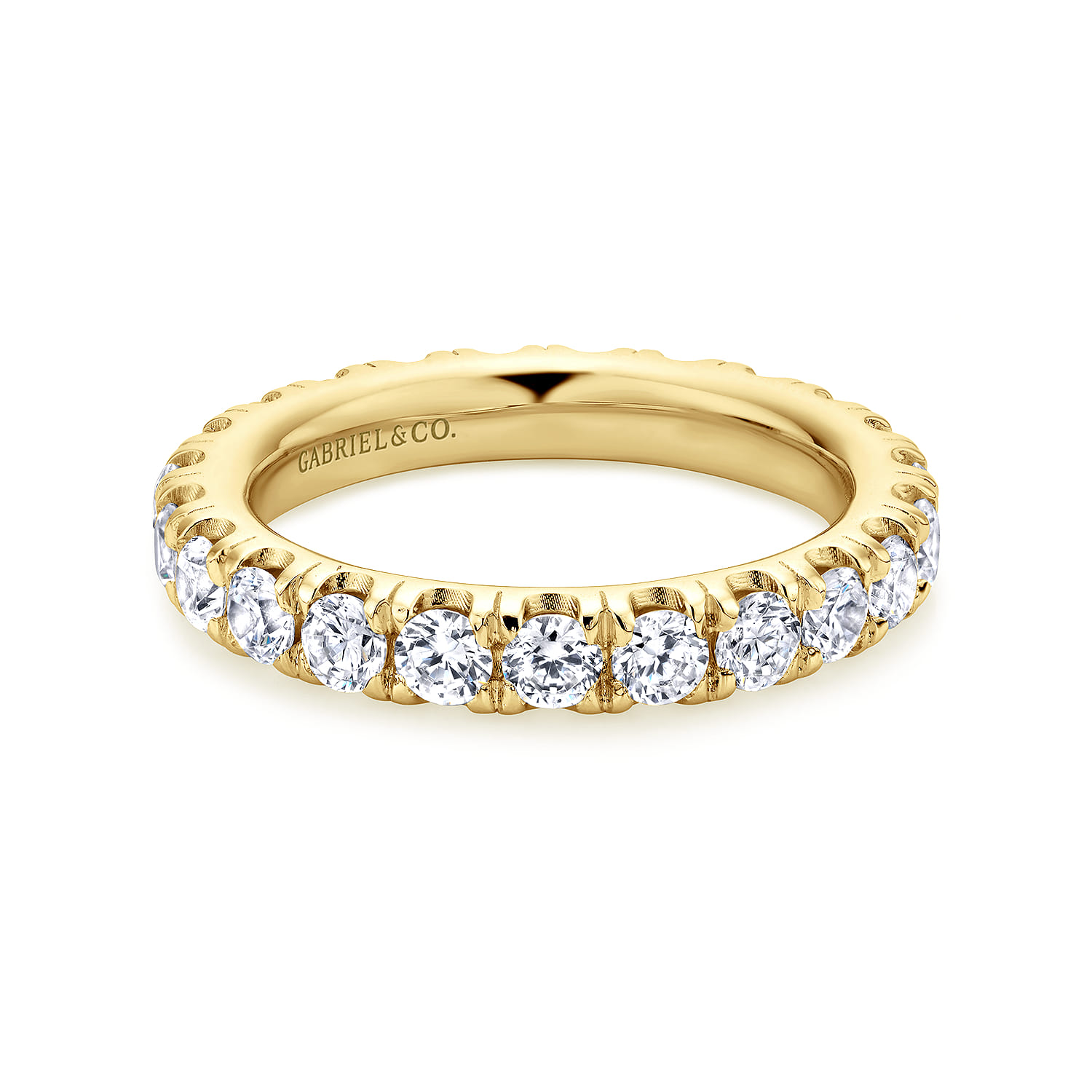 Eternity Band Wedding Ring in 14k Yellow Gold with Round Natural Diamond at Gabriel & Co. - Shot 1