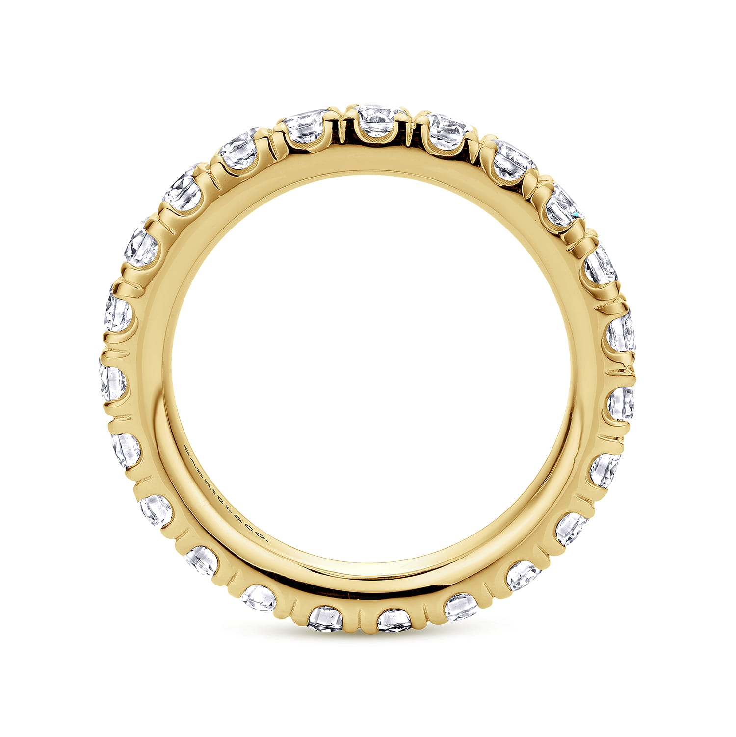 Eternity Band Wedding Ring in 14k Yellow Gold with Round Natural Diamond at Gabriel & Co. - Shot 2