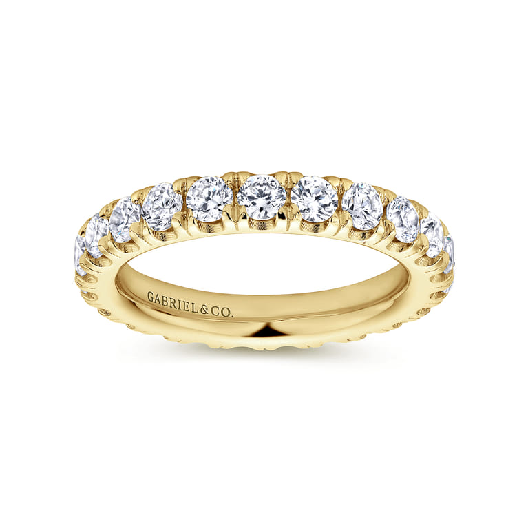 Eternity Band Wedding Ring in 14k Yellow Gold with Round Natural Diamond at Gabriel & Co. - Shot 4
