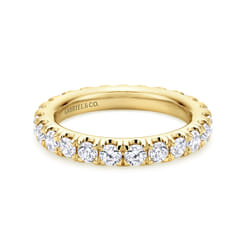 Avignon - 14K Yellow Gold French Pave Set Diamond Eternity Band