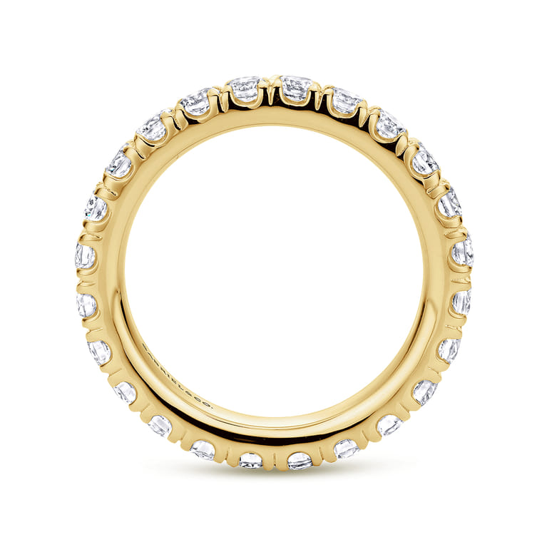 Eternity Band Wedding Ring in 14k Yellow Gold with Round Natural Diamond at Gabriel & Co. - Shot 2