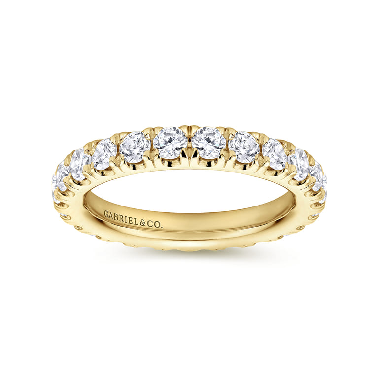 Eternity Band Wedding Ring in 14k Yellow Gold with Round Natural Diamond at Gabriel & Co. - Shot 5