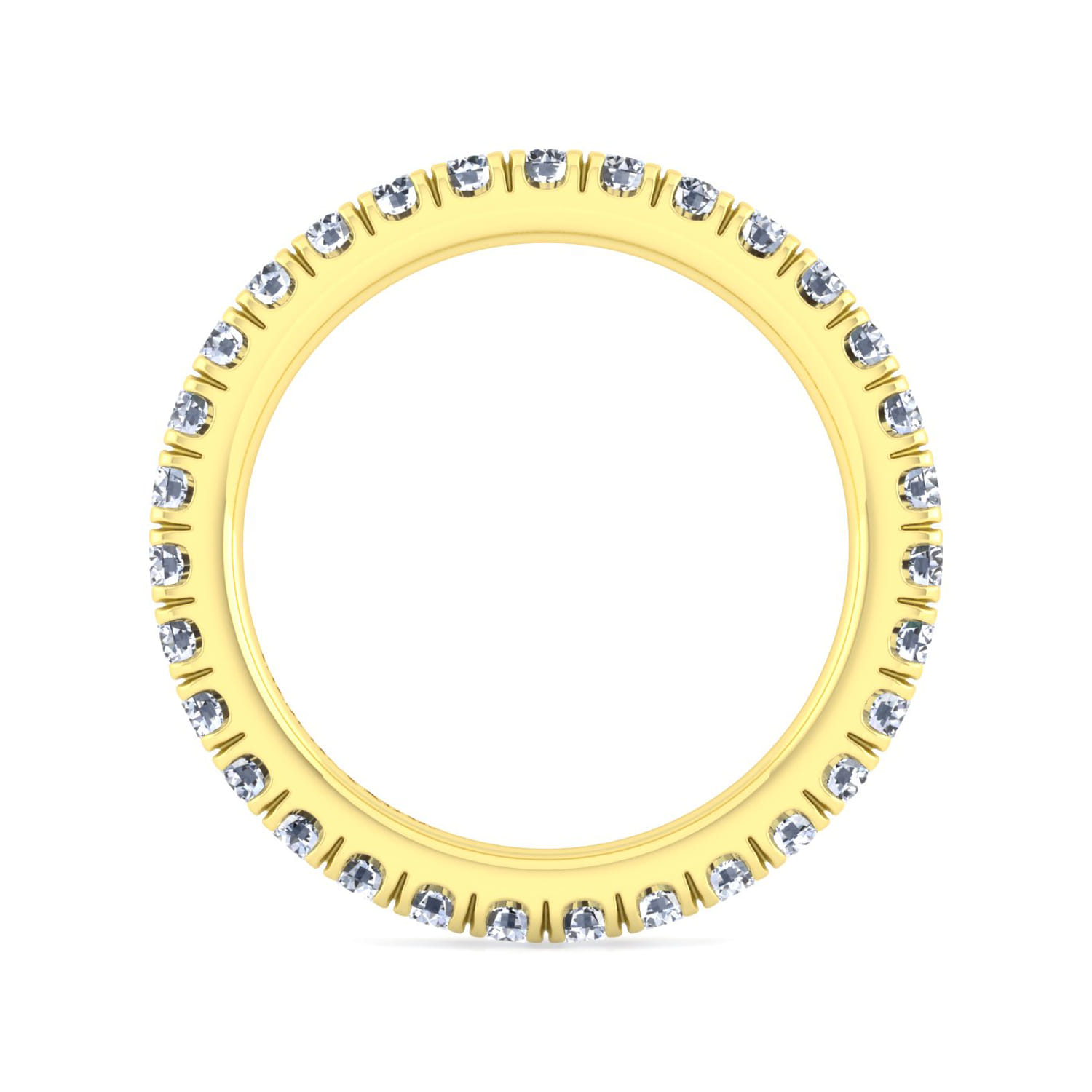 Eternity Band Wedding Ring in 14k Yellow Gold with Round Natural Diamond at Gabriel & Co. - Shot 2