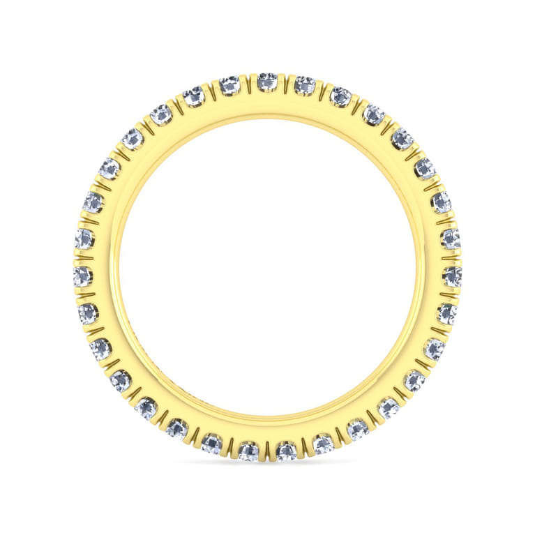 Eternity Band Wedding Ring in 14k Yellow Gold with Round Natural Diamond at Gabriel & Co. - Shot 2