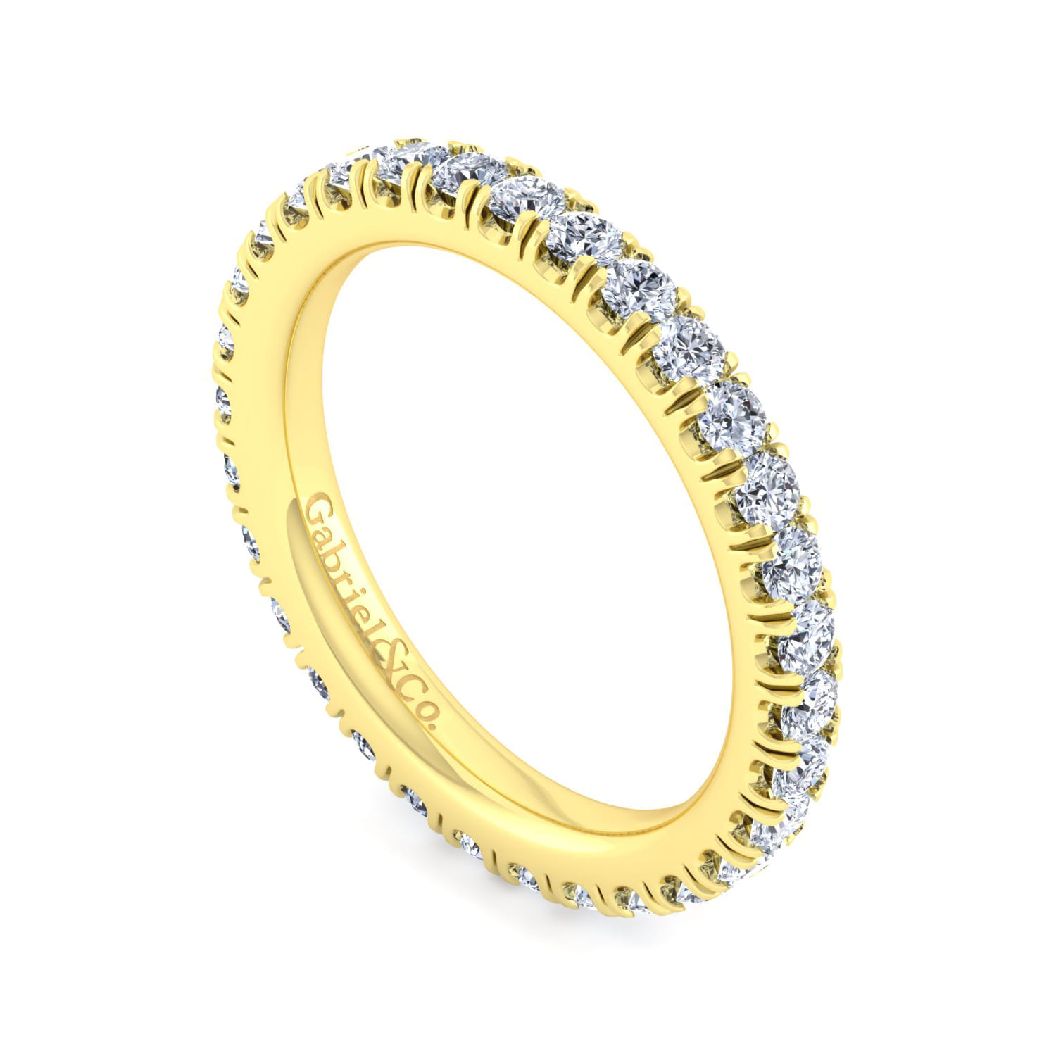 Eternity Band Wedding Ring in 14k Yellow Gold with Round Natural Diamond at Gabriel & Co. - Shot 3