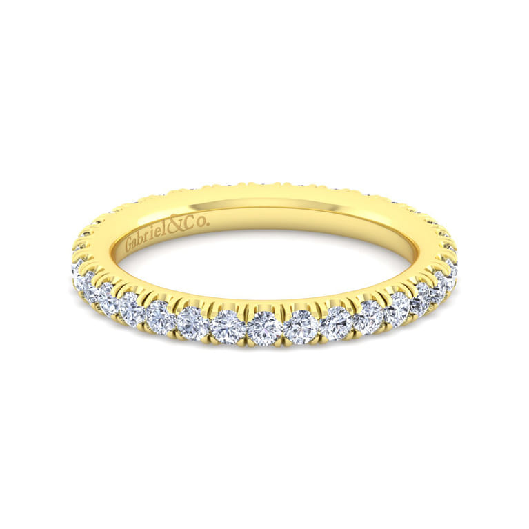 Eternity Band Wedding Ring in 14k Yellow Gold with Round Natural Diamond at Gabriel & Co. - Shot 1