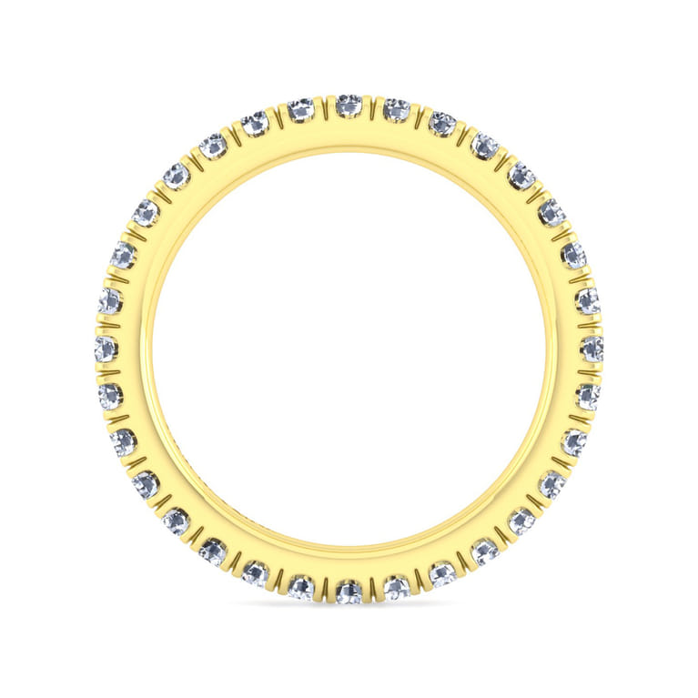 Eternity Band Wedding Ring in 14k Yellow Gold with Round Natural Diamond at Gabriel & Co. - Shot 2