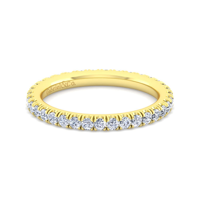 Eternity Band Wedding Ring in 14k Yellow Gold with Round Natural Diamond at Gabriel & Co. - Shot 1