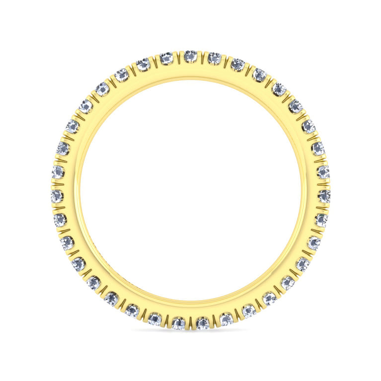 Eternity Band Wedding Ring in 14k Yellow Gold with Round Natural Diamond at Gabriel & Co. - Shot 2