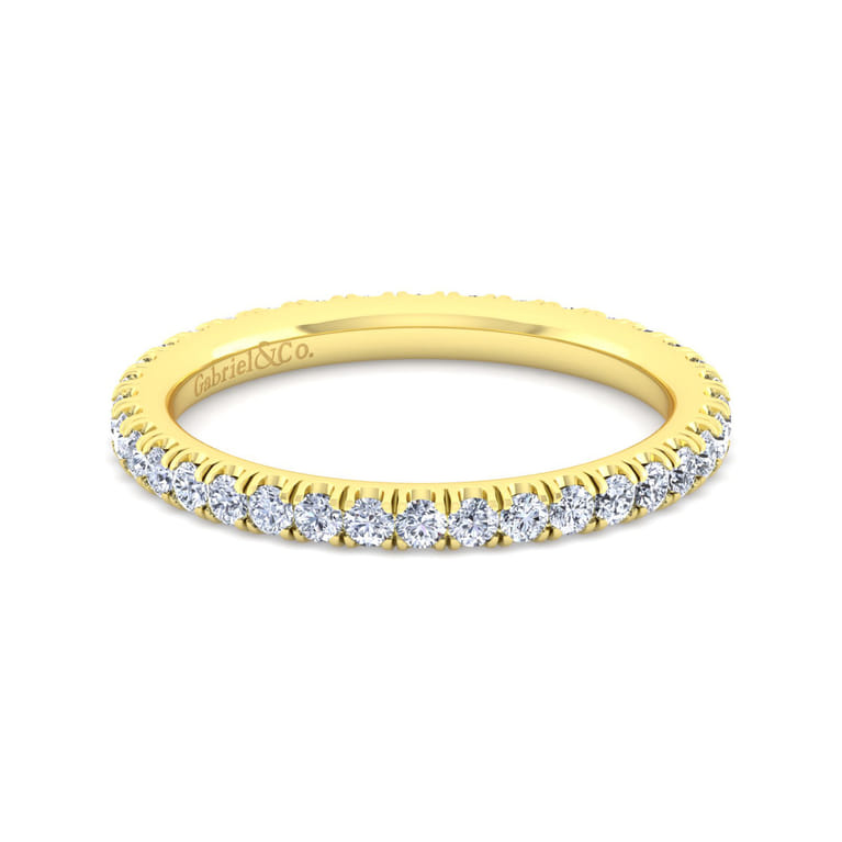 Eternity Band Wedding Ring in 14k Yellow Gold with Round Natural Diamond at Gabriel & Co. - Shot 1