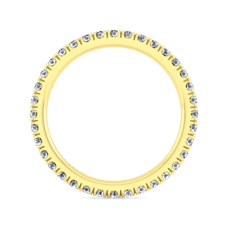 Eternity Band Wedding Ring in 14k Yellow Gold with Round Natural Diamond at Gabriel & Co. - Shot 2
