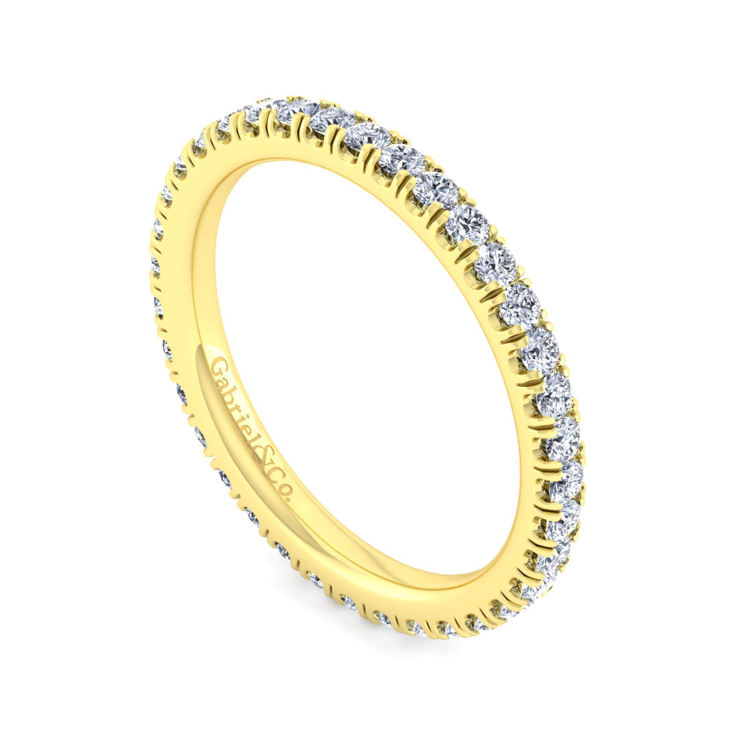 Eternity Band Wedding Ring in 14k Yellow Gold with Round Natural Diamond at Gabriel & Co. - Shot 3