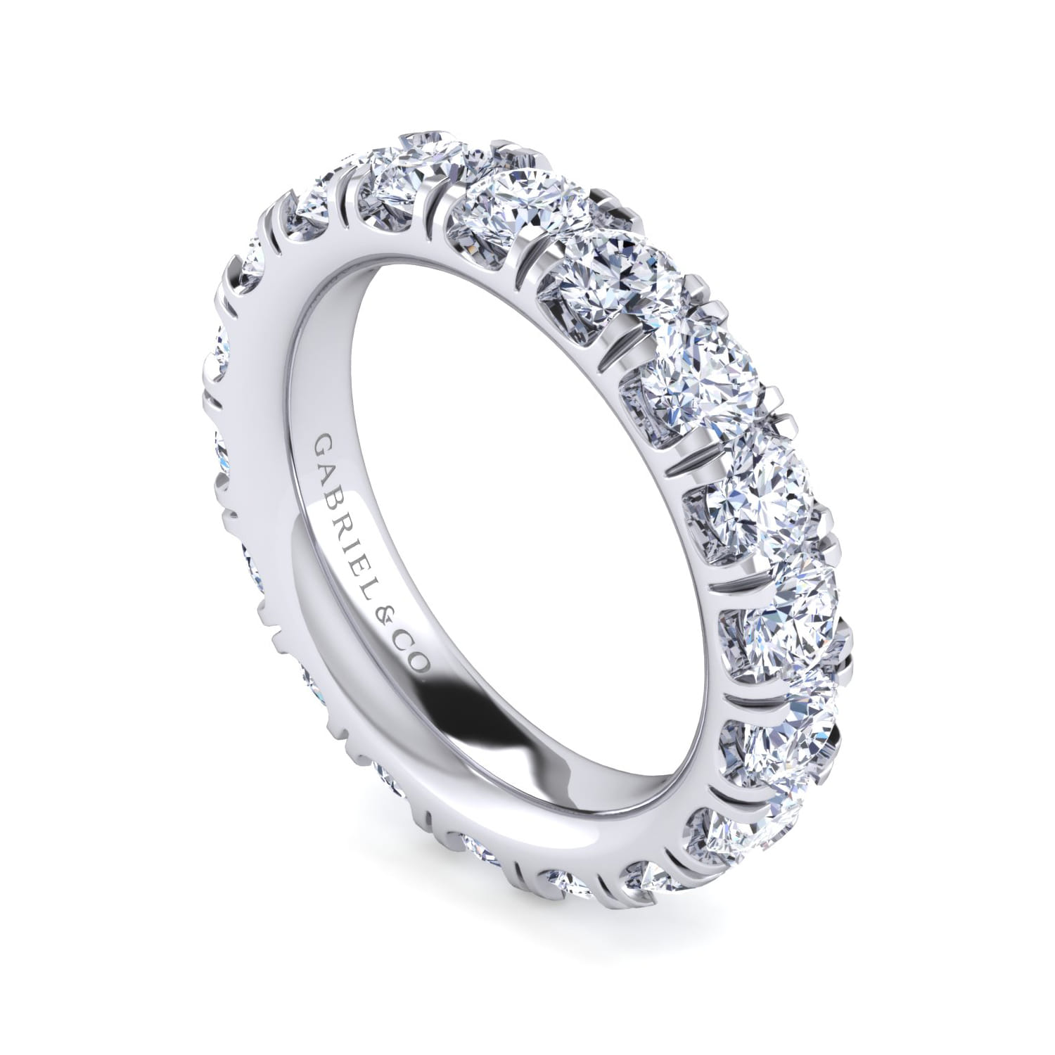 Eternity Band Wedding Ring in 14k White Gold with Round Natural Diamond at Gabriel & Co. - Shot 3