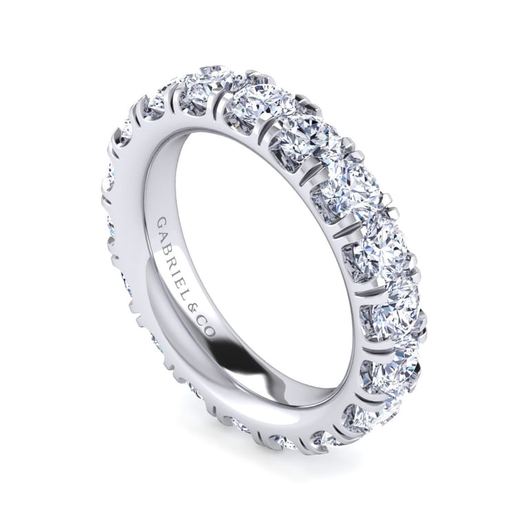 Eternity Band Wedding Ring in 14k White Gold with Round Natural Diamond at Gabriel & Co. - Shot 3