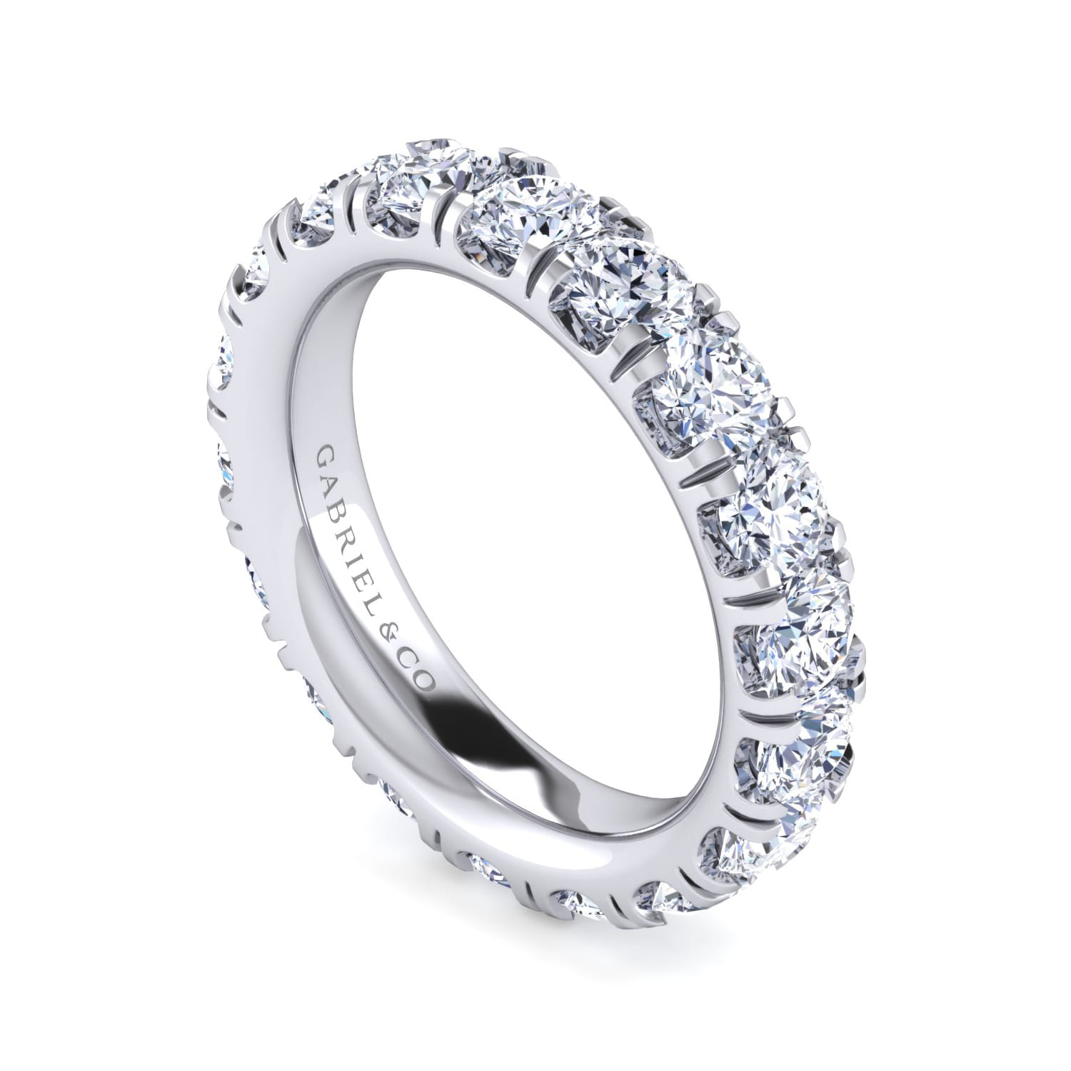 Eternity Band Wedding Ring in 14k White Gold with Round Natural Diamond at Gabriel & Co. - Shot 3