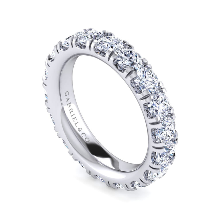 Eternity Band Wedding Ring in 14k White Gold with Round Natural Diamond at Gabriel & Co. - Shot 3