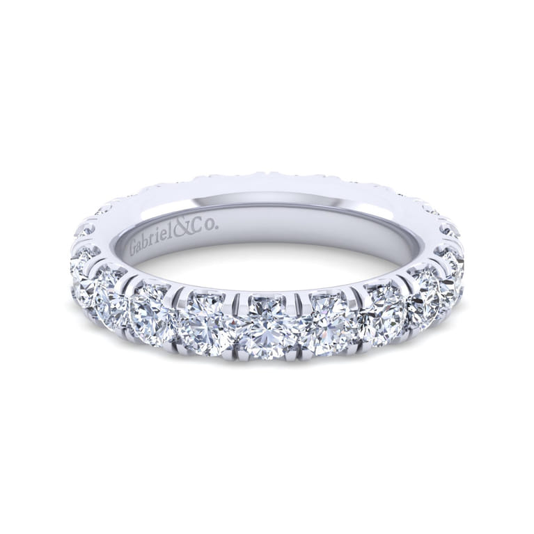 Eternity Band Wedding Ring in 14k White Gold with Round Natural Diamond at Gabriel & Co. - Shot 1