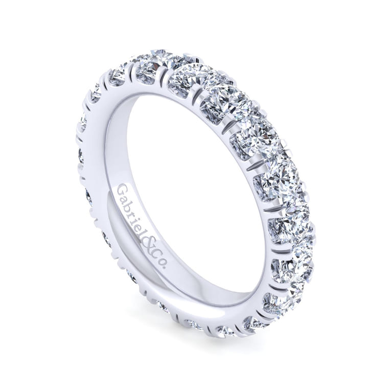 Eternity Band Wedding Ring in 14k White Gold with Round Natural Diamond at Gabriel & Co. - Shot 3