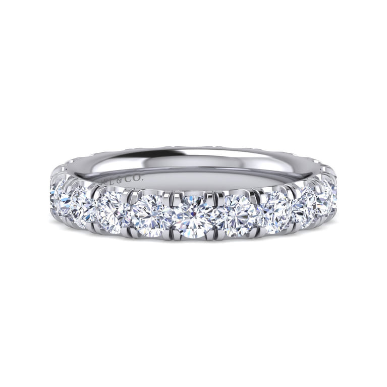 Eternity Band Wedding Ring in 14k White Gold with Round Natural Diamond at Gabriel & Co. - Shot 1
