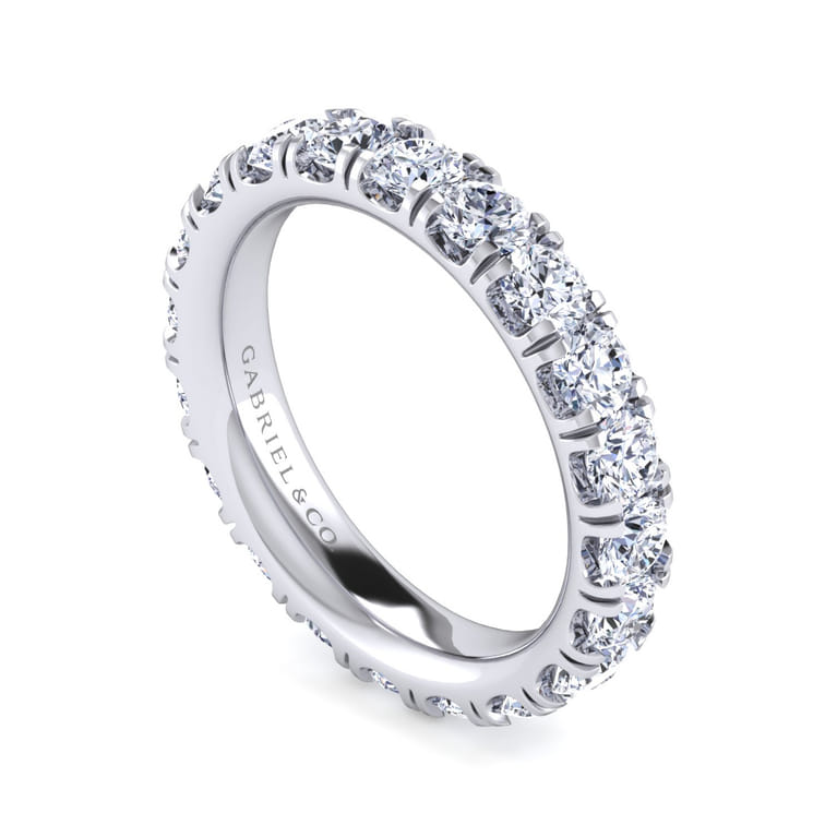 Eternity Band Wedding Ring in 14k White Gold with Round Natural Diamond at Gabriel & Co. - Shot 3