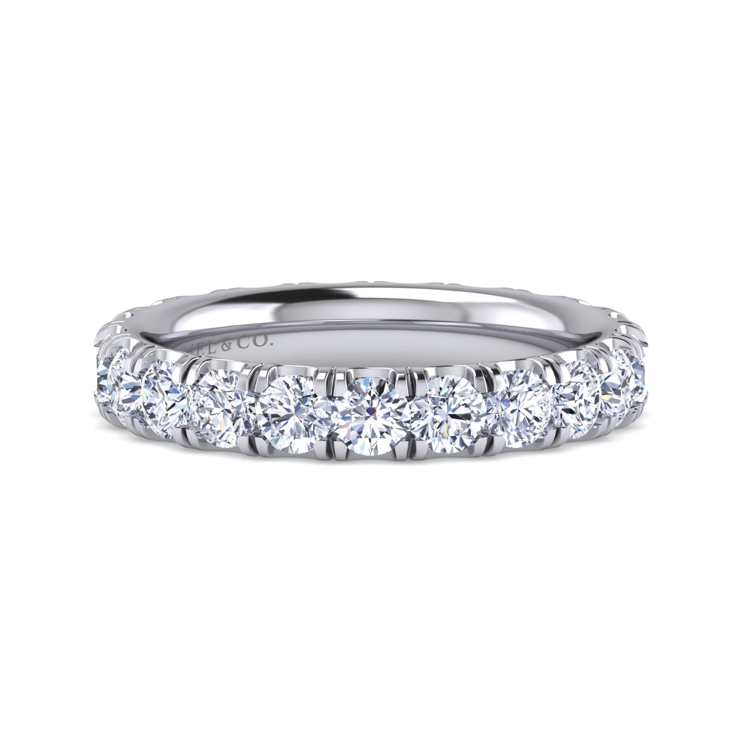 Eternity Band Wedding Ring in 14k White Gold with Round Natural Diamond at Gabriel & Co. - Shot 1