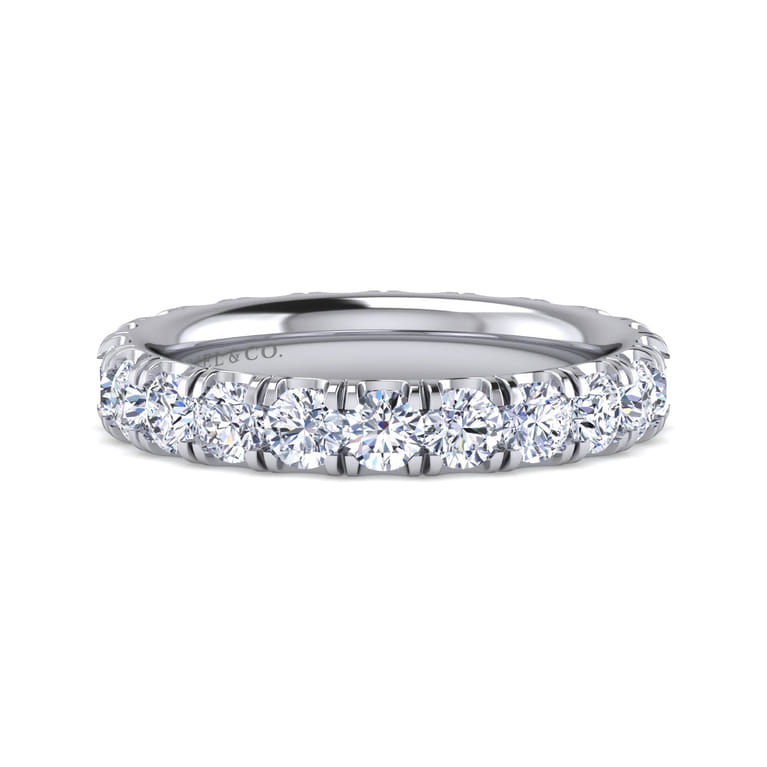 Eternity Band Wedding Ring in 14k White Gold with Round Natural Diamond at Gabriel & Co. - Shot 1
