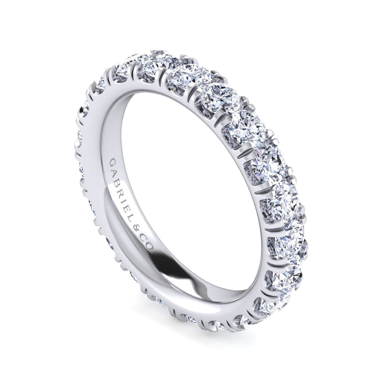 Eternity Band Wedding Ring in 14k White Gold with Round Natural Diamond at Gabriel & Co. - Shot 3